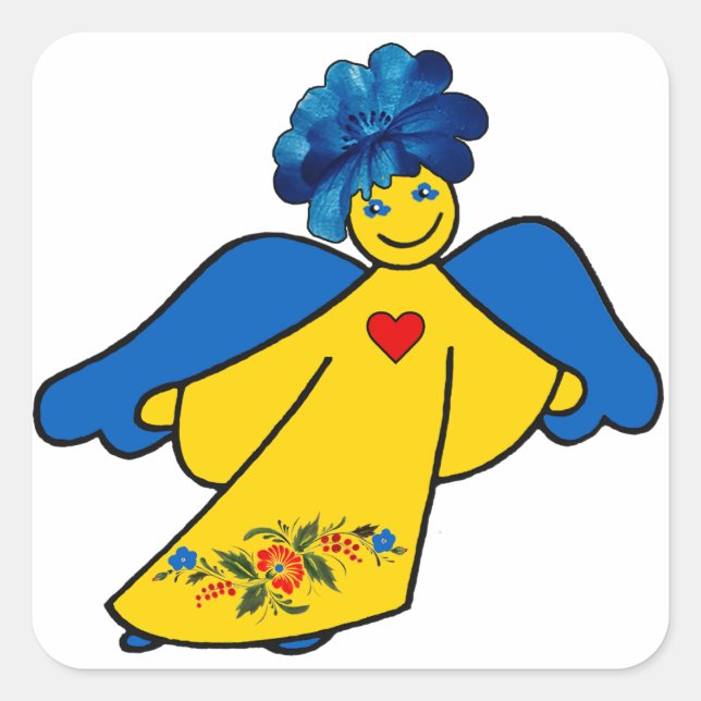 Adesivo Quadrado Ein Engel mit offenem Herzen (Frente)