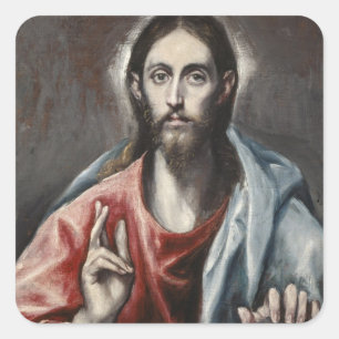 Adesivo Quadrado El Greco - Cristo Abençoando