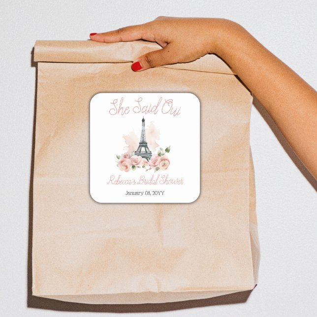 Adesivo Quadrado Ela Disse Chá de panela Floral Rosa Parisiense (Criador carregado)