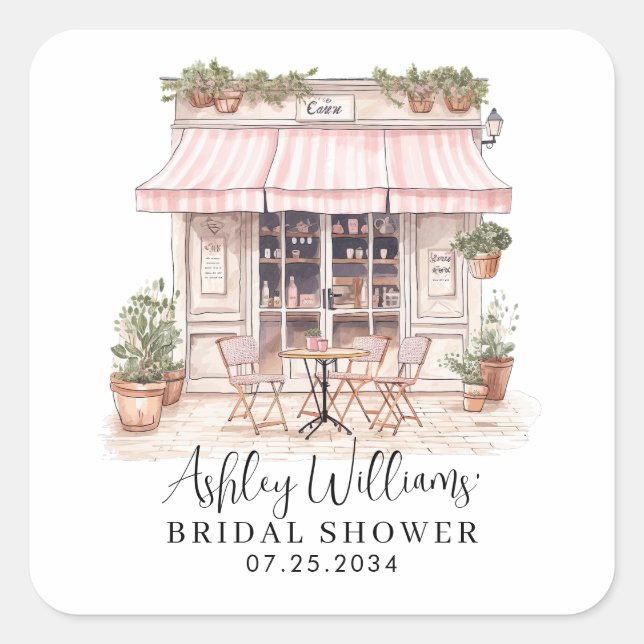 Adesivo Quadrado Ela Disse Oui Sim Chá de panela Francês Paris Café (Frente)