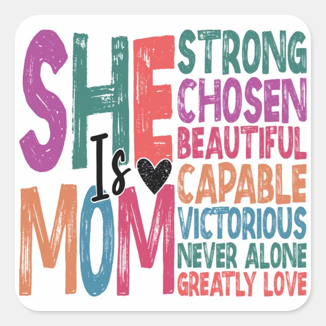 Adesivo Quadrado Ela É A Mãe Abençoada Mãe Dia de as mães De Citaçã (Frente)