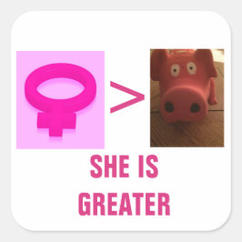 ADESIVO QUADRADO ELA É MAIOR VESTIDA QUADRADA