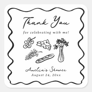 Adesivo Quadrado Ela está fora do mercado e desenha a mão branca