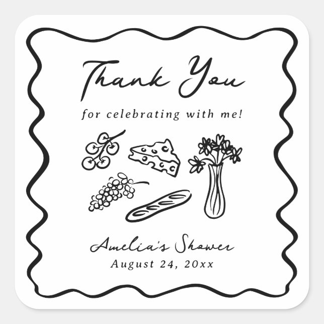 Adesivo Quadrado Ela está fora do mercado e desenha a mão branca (Frente)