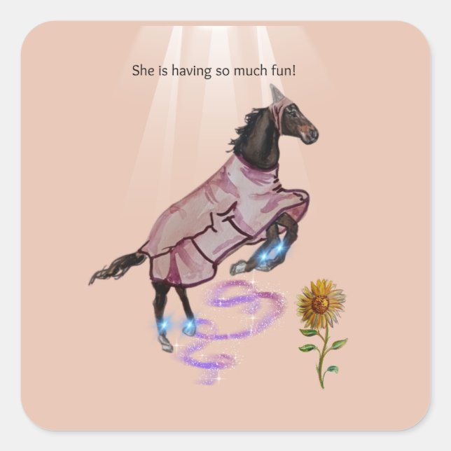 Adesivo Quadrado ela está se divertindo tanto! (Frente)