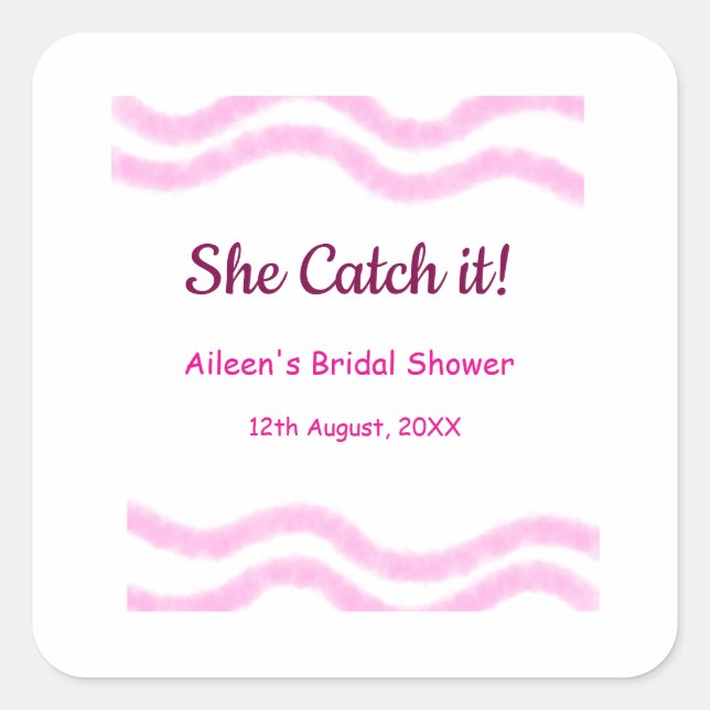 Adesivo Quadrado Ela pega espiral rosa linhas aquarela casamento  (Frente)