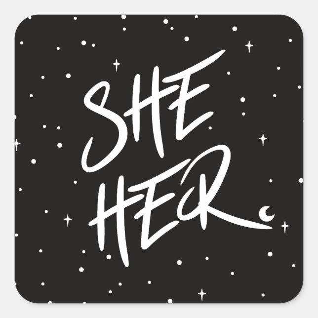 Adesivo Quadrado Ela Stars Suas Pronounes (Frente)