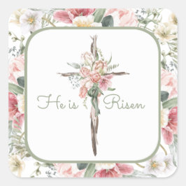 Adesivo Quadrado Ele é Risen Primavera Floral Cross