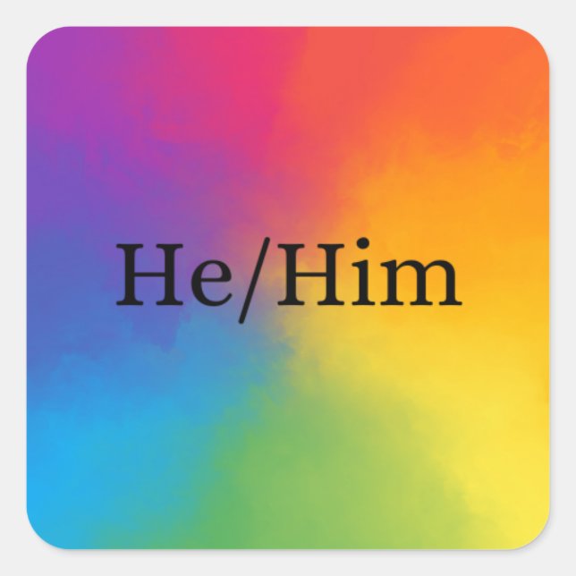 Adesivo Quadrado Ele/Him Pronoun Sticker (Frente)