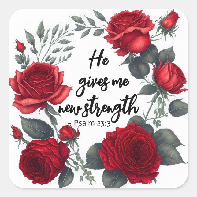 Adesivo Quadrado Ele Me Dá Uma Nova Força (Frente)