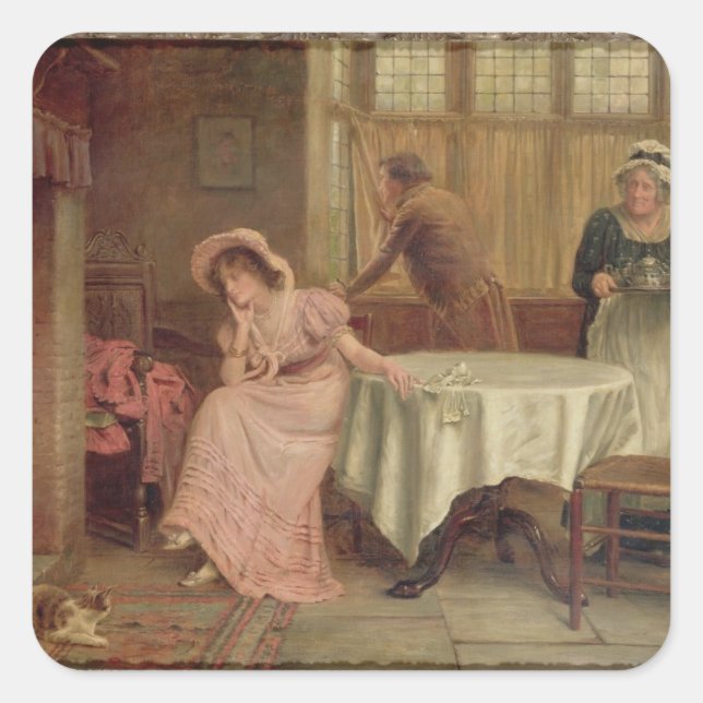 Adesivo Quadrado "Ele virá?" (óleo na canvas) (Frente)