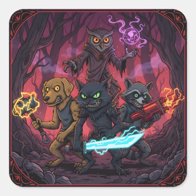 Adesivo Quadrado Electric Fantasy Animal Warrior Art (Frente)