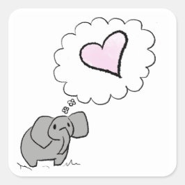 Adesivo Quadrado Elefante apaixonado