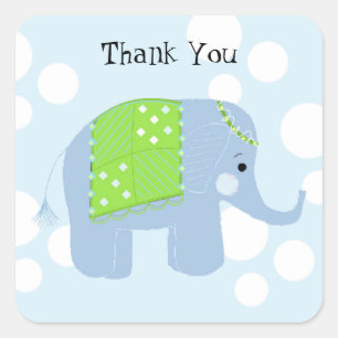Adesivo Quadrado Elefante Bebê Obrigado