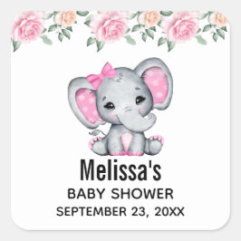 Adesivo Quadrado Elefante-bebê rosa-branca e borda-Rosa