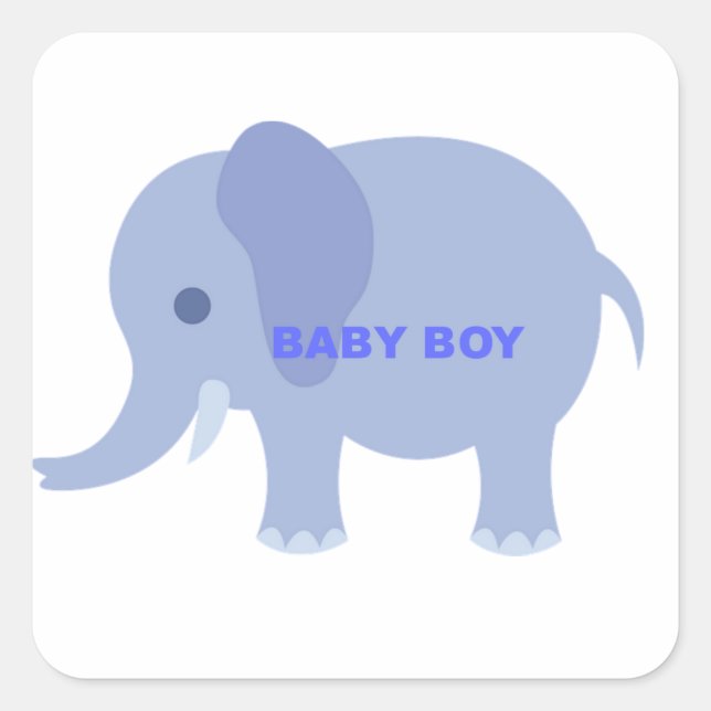 Adesivo Quadrado Elefante Blue Baby Boy (Frente)