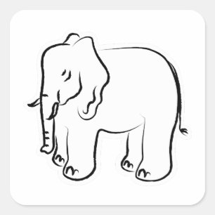 Adesivo Quadrado Elefante bonito.