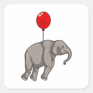 Adesivo Quadrado Elefante com balão