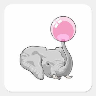 Adesivo Quadrado Elefante com balão