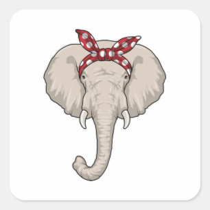 Adesivo Quadrado Elefante com Bandana