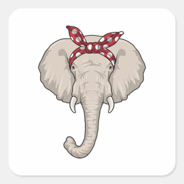 Adesivo Quadrado Elefante com Bandana (Frente)