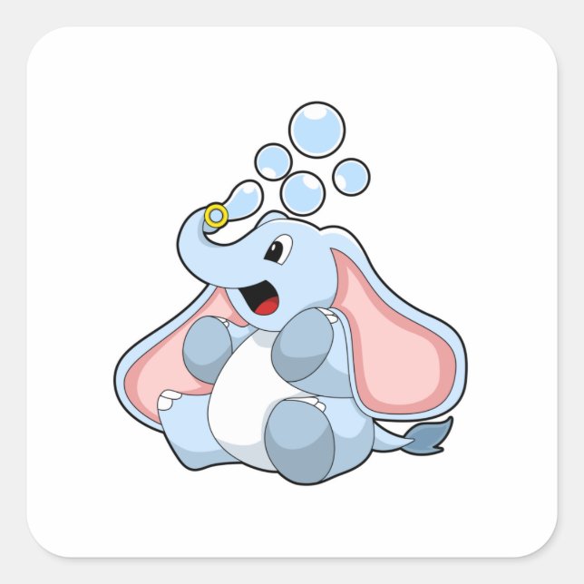 Adesivo Quadrado Elefante com bolhas de água (Frente)