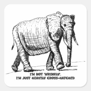 Adesivo Quadrado Elefante com Cruzamento Pesado