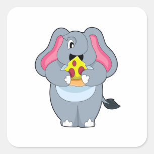 Adesivo Quadrado Elefante com Pizza