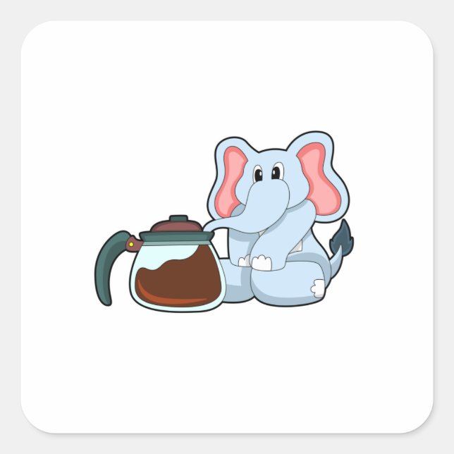 Adesivo Quadrado Elefante com pote de café (Frente)