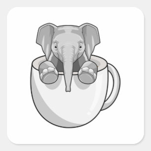Adesivo Quadrado Elefante com Taça