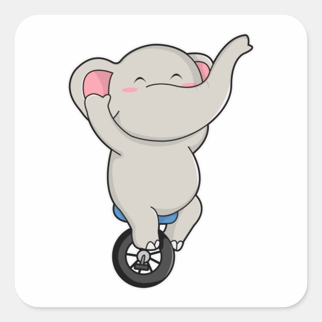 Adesivo Quadrado Elefante como artista em circo com pneus (Frente)