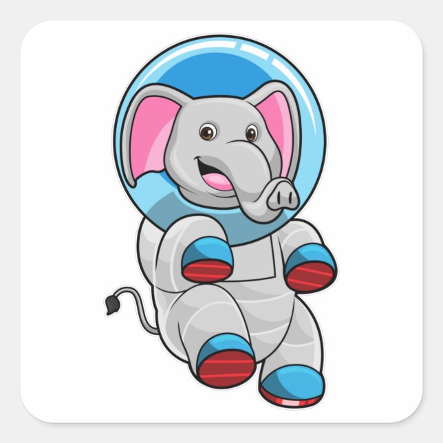 Adesivo Quadrado Elefante como astronauta na esfera de vidro (Frente)
