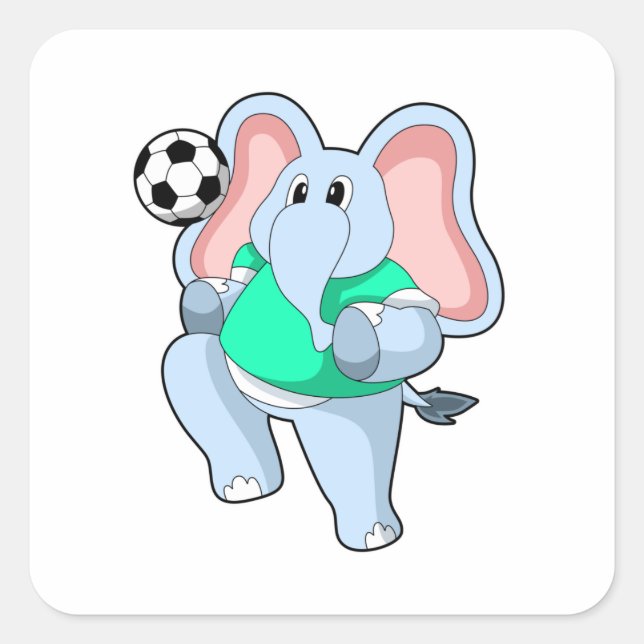 Adesivo Quadrado Elefante como jogador de futebol com Soccer.PNG (Frente)