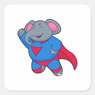 Adesivo Quadrado Elefante como super-herói