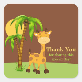 Adesivo Quadrado Elefante da Selva Bonita Obrigado Sticker