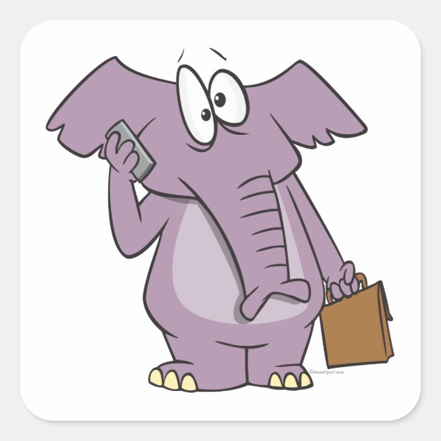 Adesivo Quadrado Elefante de bobo em um desenho de celular (Frente)