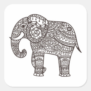 Adesivo Quadrado Elefante de Estilo Decorativo