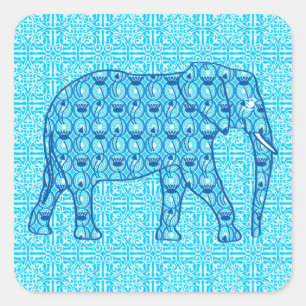 Adesivo Quadrado Elefante de flor de Lotus - tartaruga