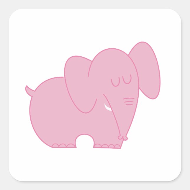Adesivo Quadrado Elefante Doce (Rosa) (Frente)