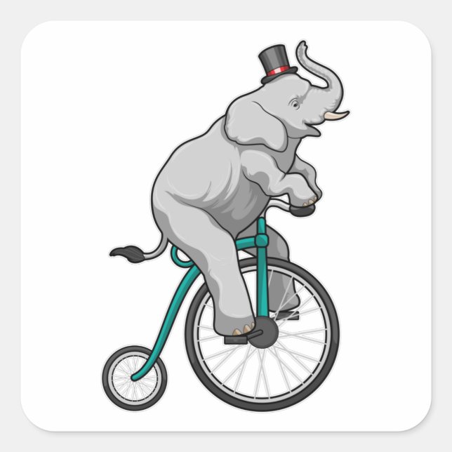 Adesivo Quadrado Elefante em Circo com Bicicleta (Frente)