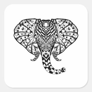 Adesivo Quadrado Elefante étnico do teste padrão