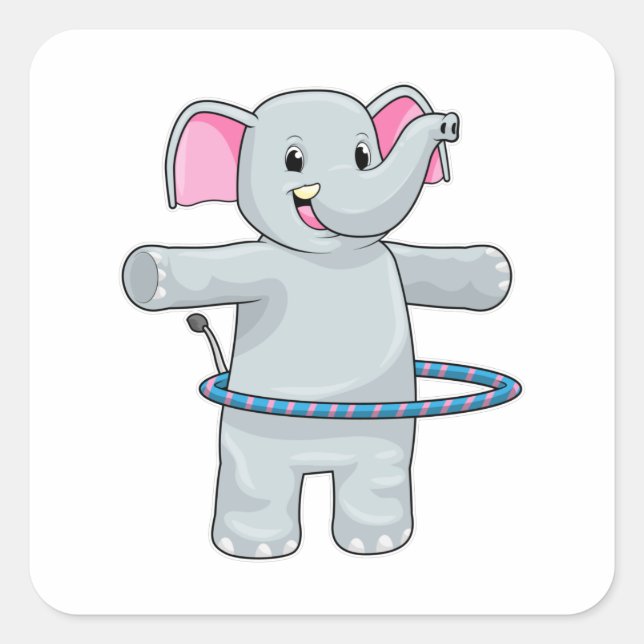 Adesivo Quadrado Elefante no Esporte com pneus de Malhação (Frente)