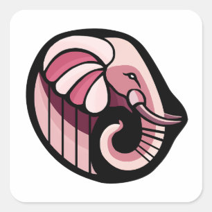 Adesivo Quadrado Elefante Rosa Estilizado