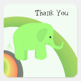 Adesivo Quadrado Elefante Verde Lima Obrigado