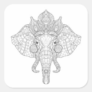 Adesivo Quadrado Elefante Zendoodle principal