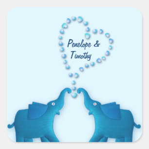 Adesivo Quadrado elefantes azuis