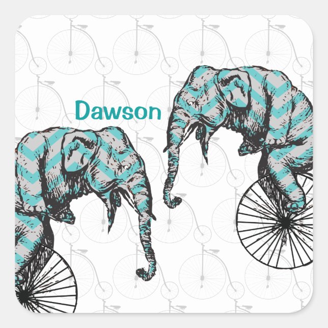 Adesivo Quadrado Elefantes Mais Bikes Iguais IIKES! (Frente)