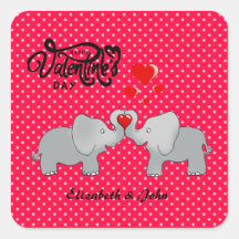 Elefantes Românticos E Corações Vermelhos Em Bolin