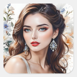 Adesivo Quadrado Elegância, beleza e felicidade são todas palavras 