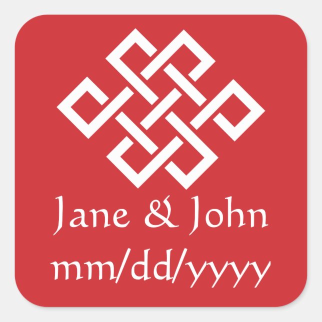 Adesivo Quadrado Elegância chinesa no vinheta de cereja (Frente)